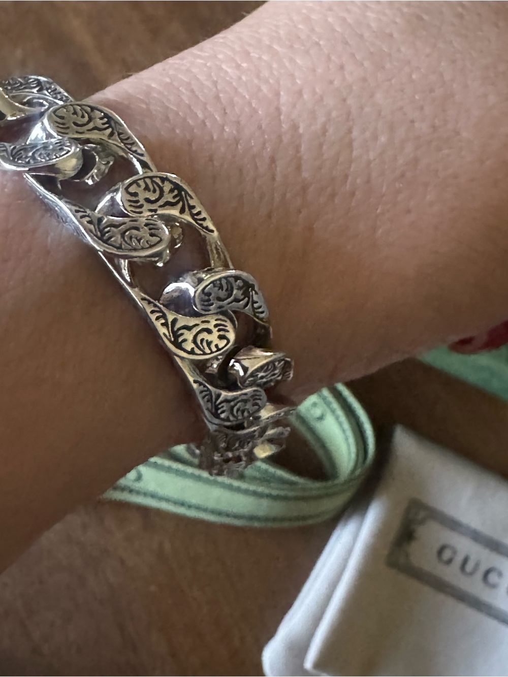 Gucci Silver-Tone Engraved Link Bracelet - Picture 5 of 12